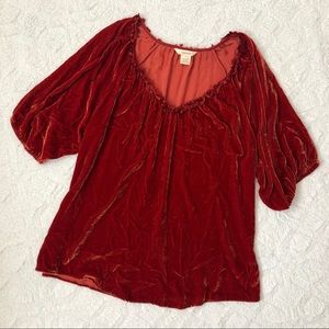 Sundance Velvet Copper Red Blouse Top Size L